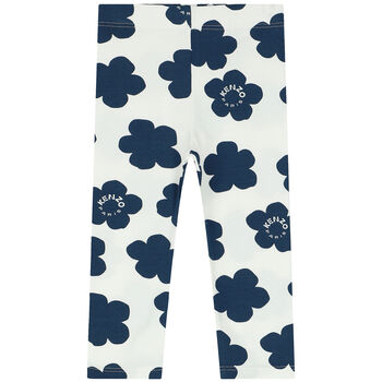 Younger Girls Ivory Boke Flower Leggings